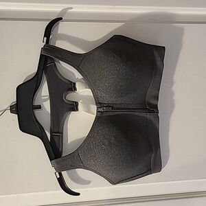 Gray Layer 8 Zipper Front Sports Bra